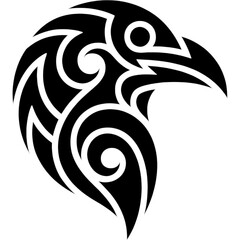 Tribal style illustration of a bird  head facing left