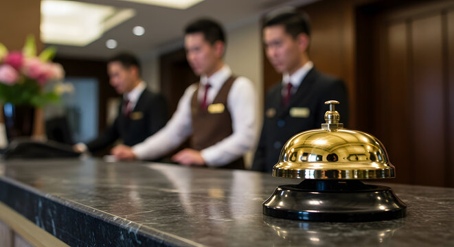 Hotel Reception: Golden Bell and Staff