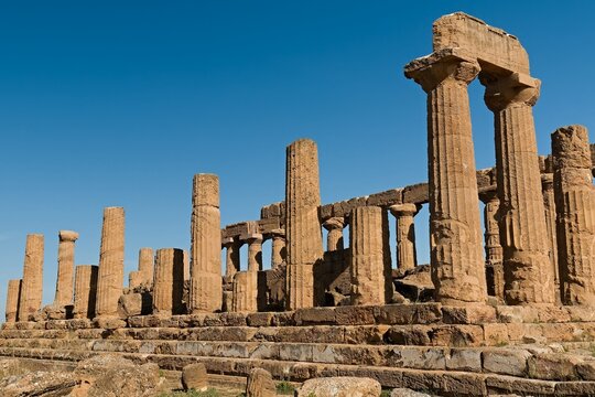 The Temple of Juno (Tempio di Giunone)  in Agrigento. Today a UNESCO World Heritage Site in Sicily. Italy. Europe.