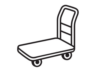 Vector isolated  one single cargo trolley on wheels colorless black symbol icon logo infographics glyph on a white background simple minimal graphic element