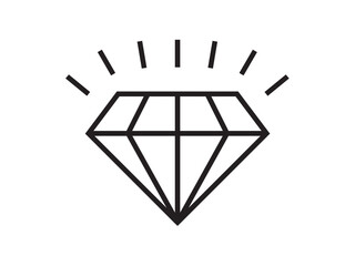 Vector isolated one single shining diamond gem faceted stone cubic zirconia zircon jewel colorless black symbol icon logo infographics glyph on a white background simple minimal graphic element