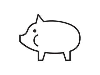 Vector isolated one single simple pig piggy piglet  in profile side view colorless black symbol icon logo infographics glyph on a white background simple minimal graphic element