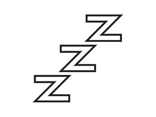 Vector isolated  ZZZ three 3 letters Z sleep sign colorless black symbol icon logo infographics glyph on a white background simple minimal graphic element