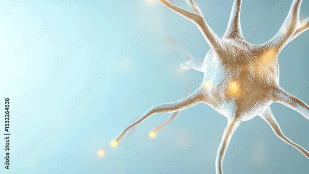 Poster neuron in focus: an artistically rendered neuron, a vital component of the nervous system, floats ag