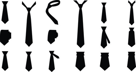 Comprehensive vector illustration set of diverse necktie designs, perfect for fashion, business, formal wear, and apparel-related graphic projects.