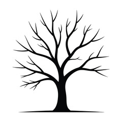Obraz premium Bare tree silhouette winter nature illustration