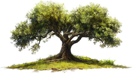 Digital painting of an enchanted forest tree Transparent background, PNG