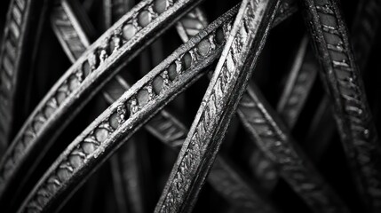 Abstract Black and White Steel Rebar Texture
