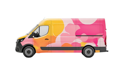 Fototapeta premium Delivery van with clean branding space Transparent background, PNG