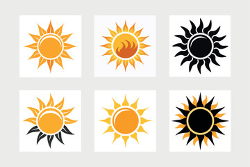    A set of sun icon vector art illustration.

