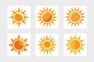    A set of sun icon vector art illustration.

