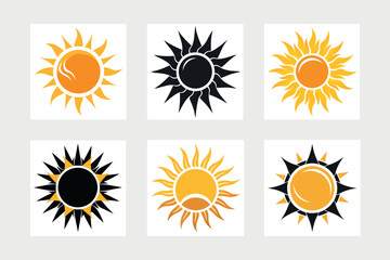    A set of sun icon vector art illustration.

