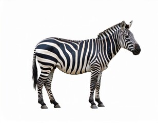 Fototapeta premium African zebra over white background, no shadow