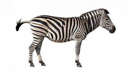 African zebra over white background, no shadow