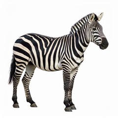 Fototapeta premium African zebra over white background, no shadow