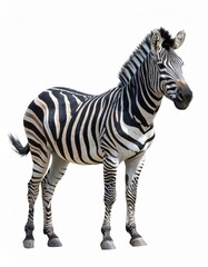 Fototapeta premium African zebra over white background, no shadow