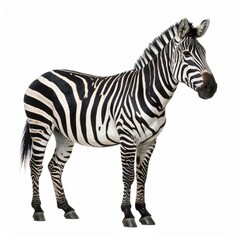 Obraz premium African zebra over white background, no shadow