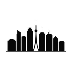 Fototapeta premium Simple black city skyline silhouette illustration