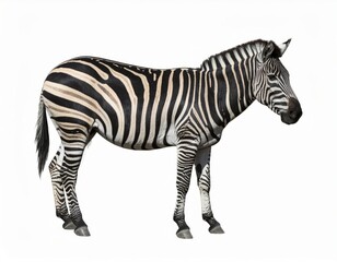Fototapeta premium African zebra over white background, no shadow