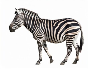 Fototapeta premium African zebra over white background, no shadow