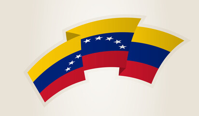 Venezuela Flag in Abstract Ribbon Shape, National Symbol of the Venezuela.