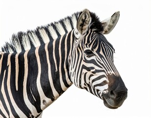Naklejka premium African zebra over white background, no shadow