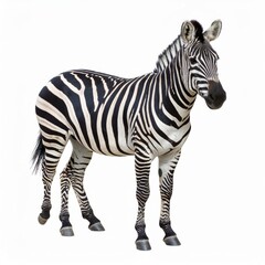 Fototapeta premium African zebra over white background, no shadow