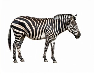 Obraz premium African zebra over white background, no shadow