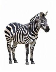Fototapeta premium African zebra over white background, no shadow