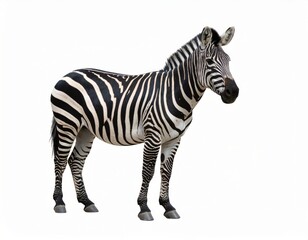 Fototapeta premium African zebra over white background, no shadow