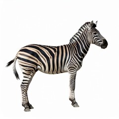 Fototapeta premium African zebra over white background, no shadow