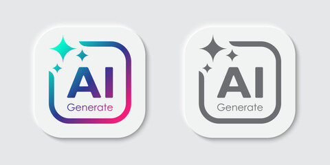 Fototapeta premium Generate AI button user interface. Artificial intelligence logo icon symbol UI UX design concept for website, app. Vector illustration