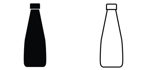 Icon of a condiment bottle in black and white designs showcasing simplicity and modernity in product representation