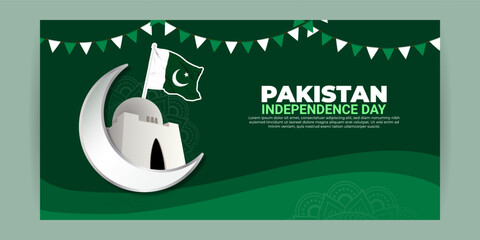 Vector illustration of Pakistan Independence Day social media template