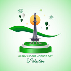 Vector illustration of Pakistan Independence Day social media template