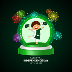 Vector illustration of Pakistan Independence Day social media template