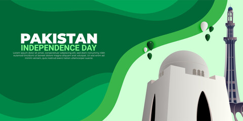 Vector illustration of Pakistan Independence Day social media template