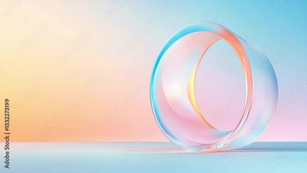 Poster abstract glass ring in light: a captivating abstract image, a transparent glass ring rests elegantly