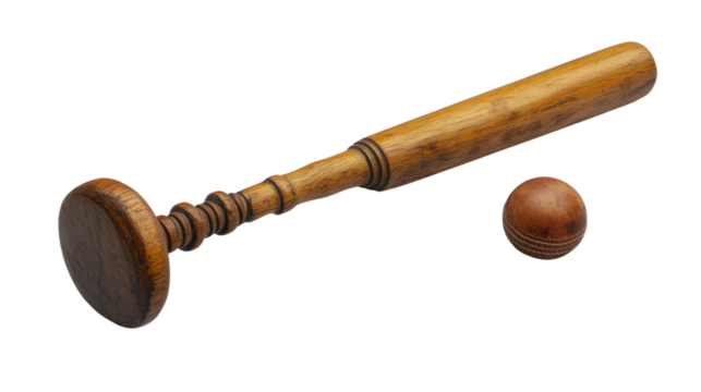 Cricket bat with ball and wicket Transparent background, PNG
