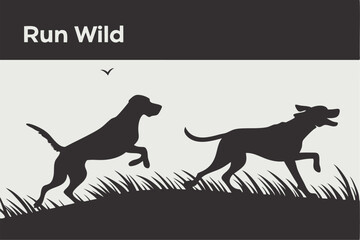 Run Wild: Vector Silhouette of Dogs in Motion