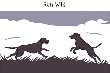Run Wild: Vector Silhouette of Dogs in Motion