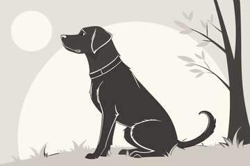 Tail of Devotion: Labrador Sitting in Silhouette