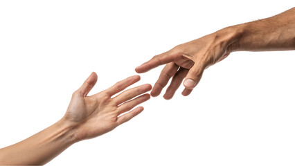 A hand reaches out to another, isolated on transparent background