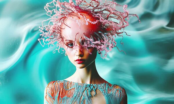 Surreal fashion jelly fish girl.