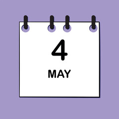 May 4. Daily Calendar icon for design. Simple design for business brochure, flyer, print media, advertisement. Easily editable.