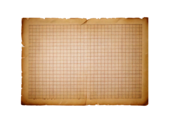 Antique graph paper with large square grid patterns and subtle aging marks, isolated on transparent or white background