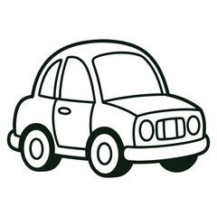 Simple Cartoon Car Outline Black and White Vehicle Drawing for Kids Coloring Page