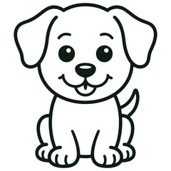 Cute Puppy Line Art Drawing Black and White Dog Illustration for Coloring Pages