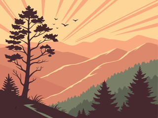 sunrise over the appalachian mountains vector sty