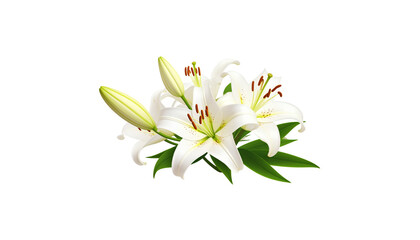 Fototapeta premium Beautiful white flower with delicate petals blooming in nature, isolated on white background